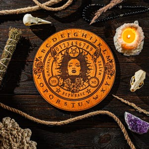 Engraved Divination Board, Pendulum Dowsing Board, Witchcraft Board, Divination Circle, Witch Gifts, Witch Art, Altar Tile