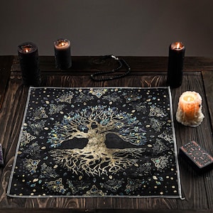 Yggdrasil Cloth, Pagan Altar Cloth, Witch Tablecloth, Norse Altar Accessory, Pagan Gift, Divination Tools, Ritual Tools, Altar Mat