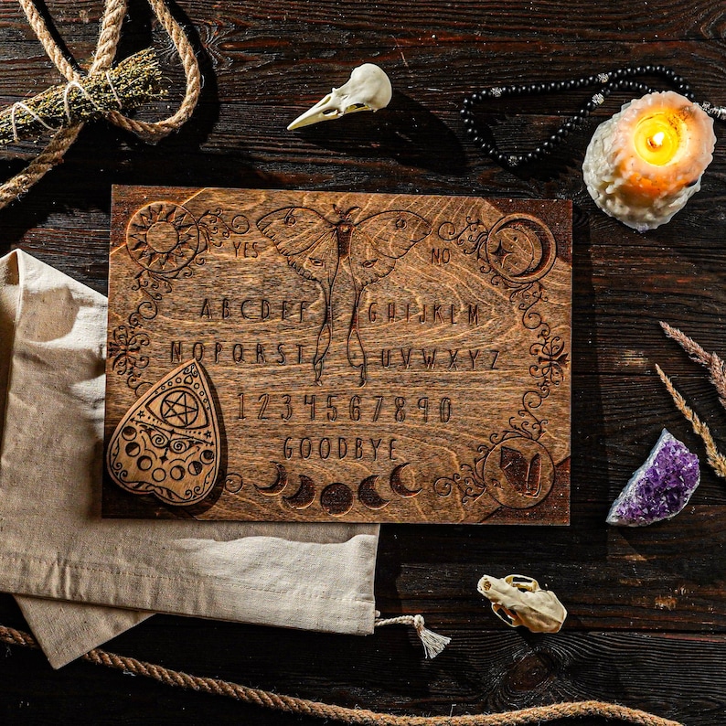 Wooden Ouija Board With Planchette, Divination Board, Talkin Spirit ...
