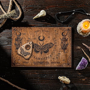 Luna Moth Spirit Board, Ouija with Planchette, Spiritual Board, Divination Board, Occult Board, Engraved Planchette, Witchy Gift