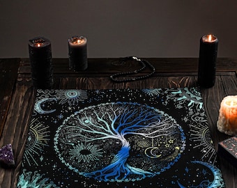 Tree of Life Altar Cloth, Pagan Altar Cloth, Viking Altar Cloth, Nordic Altar Cloth, Norse Tablecloth, Pagan Decor, Scandinavian Decor