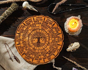 Celtic Wheel of the Year, Wheel of Life, Pagan Calendar, Witchcraft Calendar, Sabbath Wheel, Mabon Yule Imbolc Wheel, Tree of Life calendar