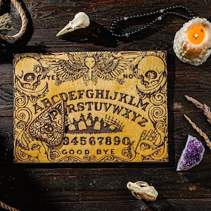 Wooden Talking Spirit Board, Engraved Ouija Board with Planchette, Ritual Board, Divination Set, Witchy Board Game, Custom Ouija Board