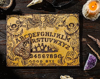 Wooden Talking Spirit Board, Engraved Ouija Board with Planchette, Ritual Board, Divination Set, Witchy Board Game, Custom Ouija Board