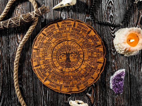 Celtic Wheel of the Year, Wheel of Life, Pagan Calendar, Witchcraft Calendar, Sabbath Wheel, Mabon Yule Imbolc Wheel, Tree of Life calendar