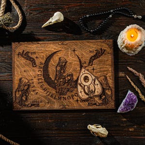 Moon Ouija Board with Planchette, Talking Spirit Board, Divination Board, Yes No Board, Witchy Gift, Esoteric Gift, Occult Home Decor