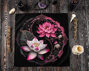 Lotus Altar Cloth, Altar Cloth, Tarot Cloth, Altar Accessories, Embroidered Altar Cloth, Pagan Gift, Occult Decor, Magic Tools, Witch Gift
