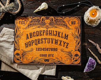 Wooden Ouija Board, Engraved Spirit Board, Divination Board, Occult Board, Ritual Board, Paranormal Board, Witchy Home Decor, Witch Game