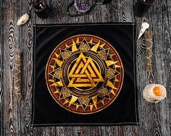 Valknut Altar Cloth, Norse Altar Cloth, Viking Altar Mat, Valknut Altar, Divination Cloth, Rune Casting Cloth, Tarot Cloth, Altar Gift