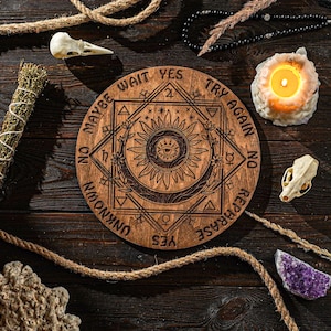 Tableau pendule, diseur de bonne aventure, tableau divinatoire, tableau de radiesthésie, tableau oui non peut-être, décor spirituel, cadeau de sorcellerie, fournitures païennes