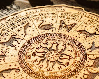 Sabbath Wheel, Wheel of the Year, Wiccan Calendar, Witchcraft Calendar, Wheel of Life, Pagan Wall Art, Eight Sabbats Calendar, Witchy Decor