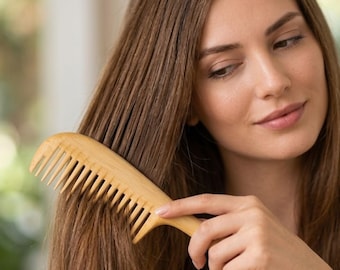 Personalisierter Buchsbaum Kamm 23 cm | Gravierte Holz Haarbürste | Natürlicher Antistatischer Handgemachter Kamm