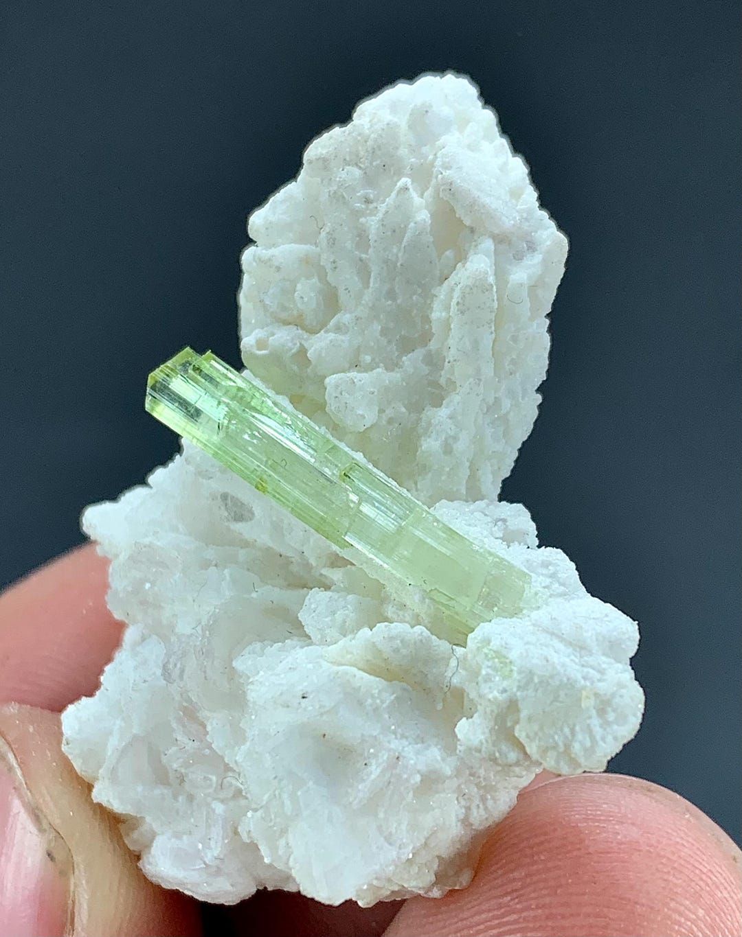77 Carat Natural Green Tourmaline Crystal With Albite From Afghanistan ...
