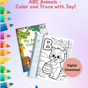 Coloring and Tracing Book for Kids | Fun & Educational Printable PDF | Digital Download Activity Book | Handwriting Practice and Creativity