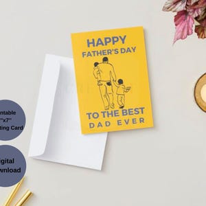 Carte imprimable pour la fête des pères | Meilleure carte pliable pour papa de tous les temps | Téléchargement numérique | Carte de voeux de 5 x 7 pouces pour papa | Téléchargement instantané