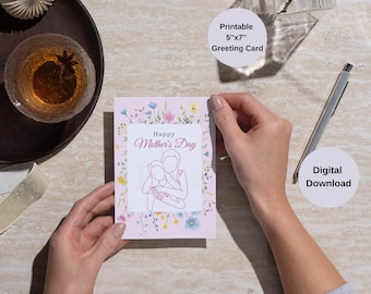 Mother's Day Digital Card - Printable Greeting Card - Pastel Floral Design - Mother's Day Gift - Instant Download