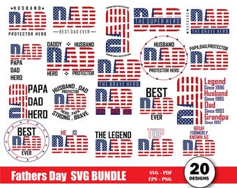 Paquete SVG del Día del Padre: Papá SVG, Regalo para papá SVG, Vida de papá PNG, Cita de papá PNG, Diseños patrióticos para papá (Descarga digital)