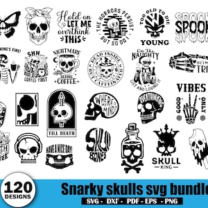 Skull SVG Bundle: Sarcastic Skeleton Designs, Humor Quotes (Digital Download)
