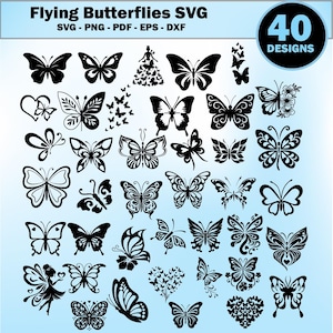 Butterfly SVG Bundle: Flying Butterflies Clipart for Cricut