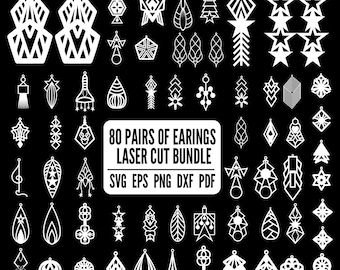 80 Earring SVG Bundle, Earring Laser File, Wood Earring SVG, Earring Laser Cut SVG, Earrings Template Svg, Wooden Jewellery Svg, Glowforge