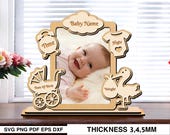 Baby Stats Photo Frame SVG: Laser Cut Birth Announcement (Digital Download)