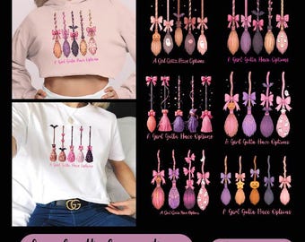 A Girl Gotta Have Options Witch Brooms Png, Pink Coquette Girly Halloween Png, Cute Preppy Witch Sublimation, Sparkle Retro Witchy Design