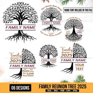 Family Reunion Tree SVG Bundle: Editable Names, Our Roots Run Deep (Digital Download)
