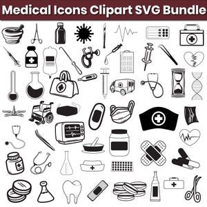 Ensemble de cliparts médicaux SVG : icônes infirmière et médecin (téléchargement numérique)