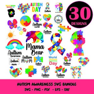 Autism Awareness SVG Bundle: Puzzle Piece & Ribbon Designs (Digital Download)