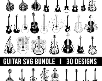 Floral Guitar SVG Bundle: Guitar Note Svg, Electric Guitar Svg, Classical Guitar, Music Svg, Music Lovers, Music Notes (Digital Download)