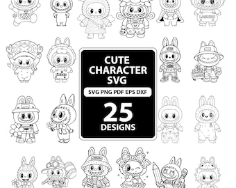 Labubu Designs Svg Png Bundle, Svg, Labubu Png Svg, Vector Digital File for Cricut, Laser Cut Labubu, Instant Download, Labubu Character