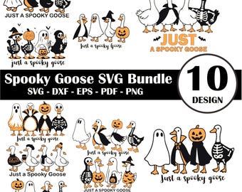 Spooky Goose Halloween Costume SVG PNG Bundle: Funny Party Decor (Digital Download