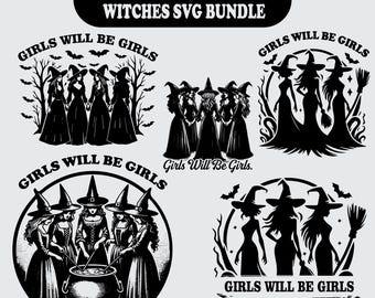 Funny Witch PNG: Girls Will Be Girls Halloween Design (Digital Download)