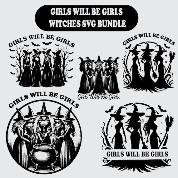 Funny Witch PNG: Girls Will Be Girls Halloween Design (Digital Download)