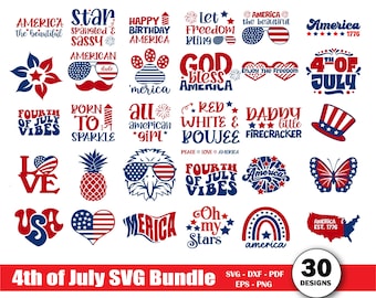 Pacchetto PNG del 4 luglio: grafica patriottica degli Stati Uniti, SVG americano, design SVG degli Stati Uniti, giorno dell'indipendenza, SVG "Dio benedica l'America", file per Cricut