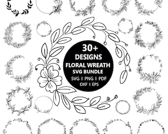 Floral Wreath SVG Bundle: Wedding Wreaths Svg, Wreath Monogram Svg, Wreath Monogram Mug, Wedding Circle Frame (Digital Download)