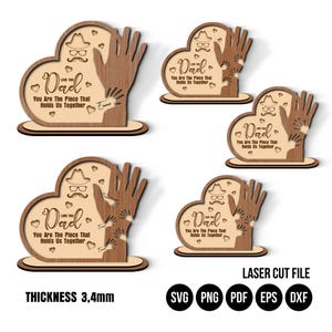 Cadeau fête des pères SVG, cadre solide avec des mains de famille, panneau découpé au laser, cadeau de famille personnalisé, fichier Glowforge pour papa et grand-père, fichiers numériques