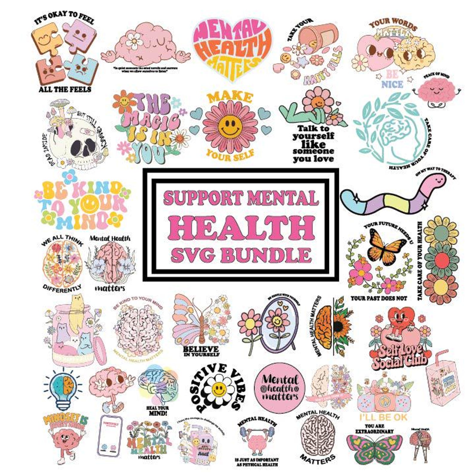 Mental Health SVG PNG Bundle, Mental Health PNG Sublimation Design ...