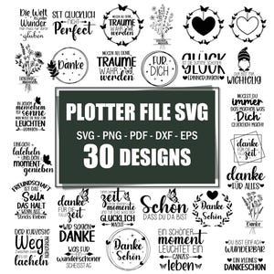 Friendship SVG Bundle: German Quotes, Thank You Designs (Digital Download)
