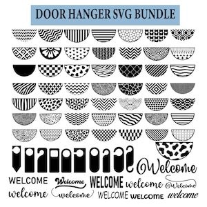 Door Hanger SVG Bundle: Welcome Sign Svg, Welcome To Our Home Svg, Patterned Door Hanger Svg, Doorknob Hanging Sign Bundle