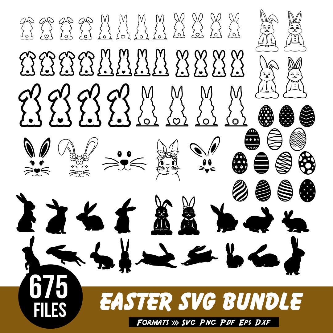 Easter Bunny Shape SVG, Outline Bunny Svg, Rabbit DXF, Bunny Shape Svg ...