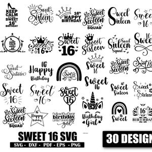 Sweet 16 SVG Bundle: Birthday Girl Designs (Digital Download)