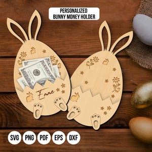 Set di regali di denaro di Pasqua con file laser SVG Porta soldi di Pasqua con file di taglio floreali per uova di Pasqua Ornamento di Pasqua laser SVG bundle