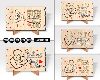 Father's Day Sign SVG: Dad and Baby Line Art, Laser Cut Files
