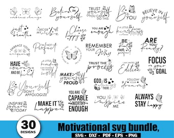 Motivational Quote SVG Bundle: Positive Affirmations (Digital Download)