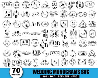Family Monogram SVG Bundle, Split Monogram Last Name Sign SVG, Farmhouse Family Name Sign for Cricut & Glowforge, Wedding Monogram SVG Files