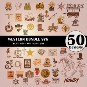 Retro Western PNG Bundle: Cowboy & Cowgirl Clipart, Sublimationsdesigns