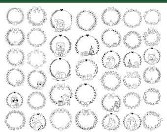 Blumenkranz svg: Feiertags-Kränze-Svg, Weihnachtsdekoration, Hochzeitskränze-Svg, Cricut Silhouette