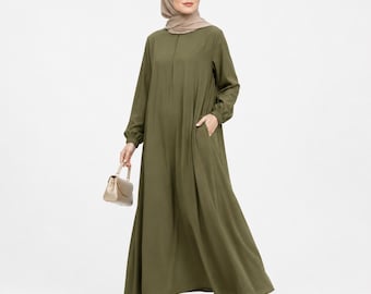 Pure Cotton Abaya Dress | Modest Maxi, Nursing Friendly, Pockets