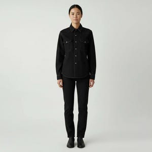 Unwashed Denim Shirt for Women | Classic Western Style | Raw Denim Overshirt | Timeless Wardrobe Staple